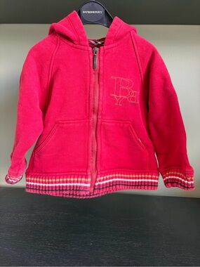 Burberry Zip-Up Hoodie, Elastic bottom and cuffs.
